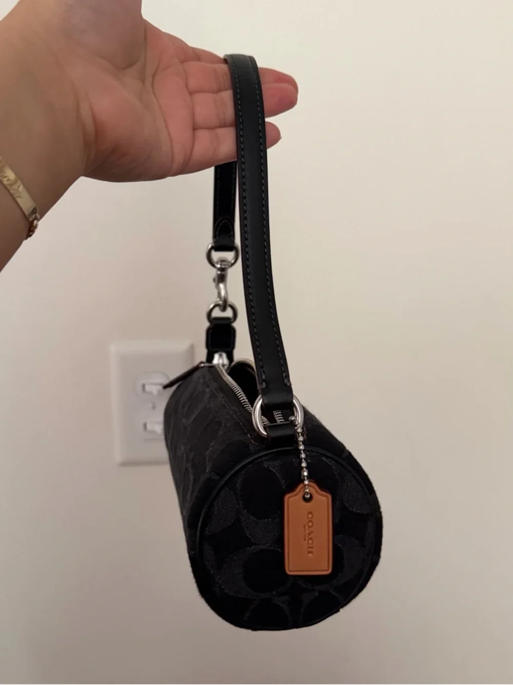 Coach Black Signature Denim Nolita Barrel Bag - Picture 2 of 6